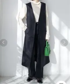 Discoat ノーカラーロングベスト