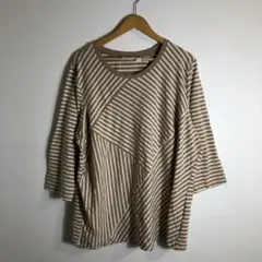 イチアンティークス✨リネンドビーストライプ 半袖 ワンピース 麻 