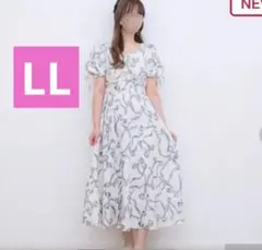 しまむら×maki melume リボン柄ワンピース　中白　Ivory　 LLのサムネイル