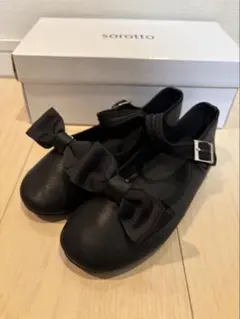 sorotto 黒 リボン付き バレエシューズ