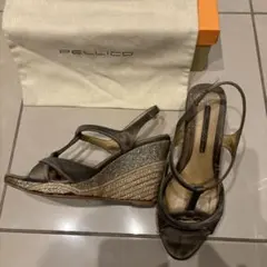 PELLICO グレー ウェッジソールサンダル