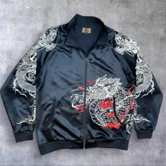 00s【archive】龍 ドラゴン刺繍 トラックジャケット/3L/平成/Y2K