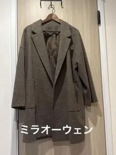 未使用★Mila Owen ヘリンボーンチェスターコート　ブラック　ロングコート Mila Owen（ミラオーウェン）の「ヘリンボーンチェスターコート
