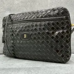 BALLY Y2K イントレチャート クロスボディ ショルダーバッグ Bロゴ 黒