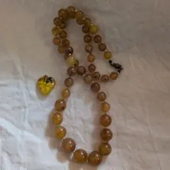 天然石 イエロー系 ネックレス ハート型
