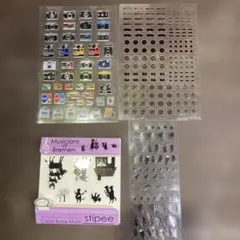 シールセット　モノクロ　レトロ　ブックマーク