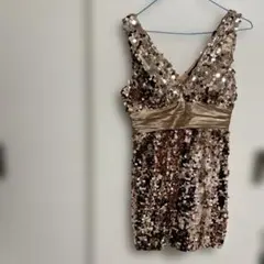 スパンコール装飾 ノースリーブ ワンピース Mサイズ
