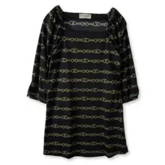 ロベルタディカメリーノ レトロ 総柄 チュニック ワンピース ブラック Mのサムネイル