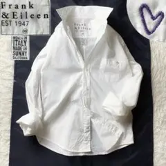 10美品！　フランクアンドアイリーン　シワ加工　バリー　スキッパー　シャツ　白