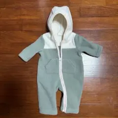 【美品】GAP フード付きフリースロンパース 0-3month