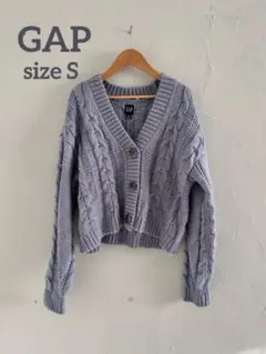 GAP ケーブルニットカーディガン vネック　ブルー　　S　クロップド