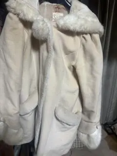 シークレットハニーうさぎ耳フード付きクリーム色ファーコート