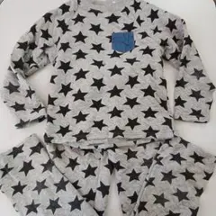 しまむらパジャマ古着150cmキルティング長袖長ズボン1セット綿グレイ春秋物星柄のサムネイル