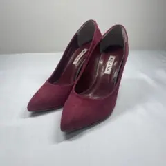DIANA ダイアナ 本革 ハラコ スエード パンプス ワインレッド23.5cm