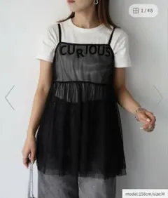 Riberry 美品 ブラック レース キャミワンピース