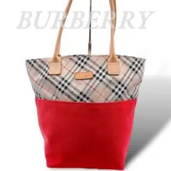 BURBERRY バーバリー　トートバッグ　ノバチェック　レッド　三陽商会