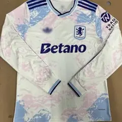 アストンビラ 長袖ジャージ Lサイズ ホワイト/ピンクXL