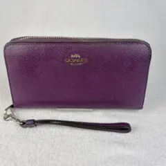 COACH シグネチャー 長財布 パープル ストラップ付 - メルカリ