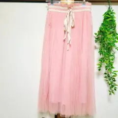 ピンク チュール ロングスカート プリーツスカート レース y2k