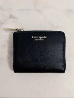 kate spade 黒 レザー 二つ折り財布