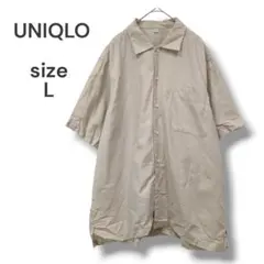 UNIQLO　ユニクロ　プレミアムリネンシャツ　L　ベージュ　綿混　メンズ古着
