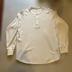 UNIQLO ヘンリーネック長袖カットソー M オフホワイト