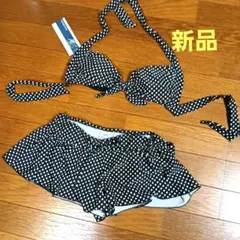 新品未使用❗ 水玉模様 セパレート水着 ビキニ3点セット 11号 M～Ｌ