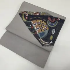 名古屋帯 上品な織出し 信州紬 八寸 開き 正絹 AO-3846