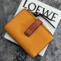 美品✨ロエベ アナグラム コンパクトジップウォレット 二つ折り財布 オレンジ