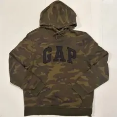 【レア】GAP 00s カモフラ 迷彩 フード付きロゴパーカー L 裏起毛