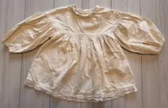 petit main ドット柄コーデュロイ七分袖チュニック