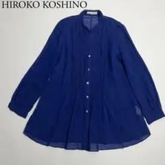 HIROKO KOSHINO ヒロココシノ　リネンシャツ　ネイビー系　40のサムネイル