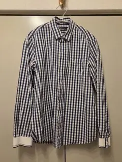 【最終値下】FRED PERRY 青チェック Yシャツ ドレスシャツ 長袖