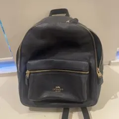 COACH レザー バックパック リュック ネイビー