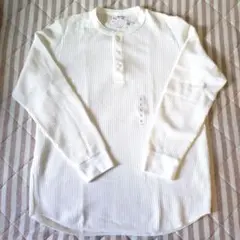 【未使用】ユニクロ　ワッフルヘンリーネックTシャツ　Lサイズ　白