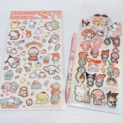 【おまけシャーペン付き】サンリオステッカー おまけキラキラシール他