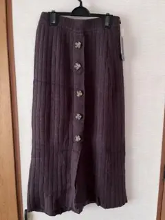 リブ編みニットロングスカート M