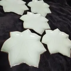 楓型 小皿 5枚セット 金縁 葉っぱ 小皿