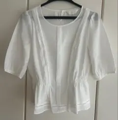 スーナウーナ sunauna ブラウス ホワイト シフォン 七分袖 38サイズ