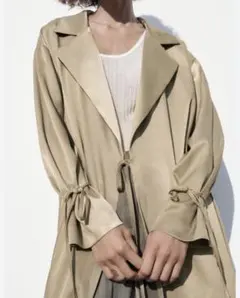 【お値下げしました】❤️ZARA新品未使用　しわ加工マキシ丈スプリングコート