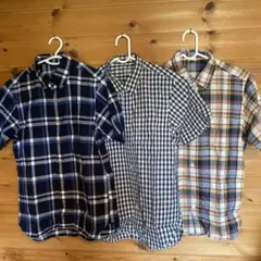 無印チェック柄半袖シャツ3点セット Sサイズ