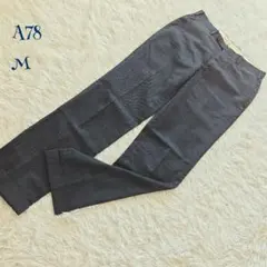 ウール混 毛混 ピンストライプ ダブル裾 センタープレス スラックス M A78