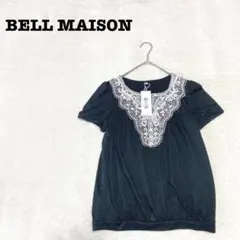DE0521【ベルメゾン千趣会】Tシャツ【M】レースデザイン　半袖カットソー 黒のサムネイル