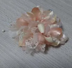 コサージュ ヘアピン ピンク系 花とリボン パール レース飾り 卒業式 入学式