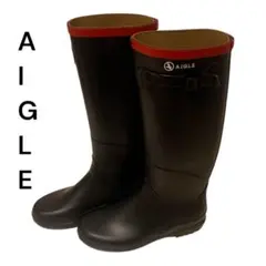 AIGLE 黒 長靴 レインブーツ