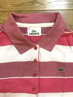 【美品】LACOSTE ストライプ 半袖ポロシャツ 40