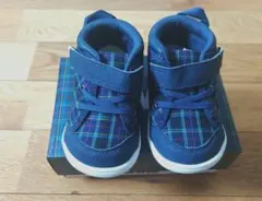 【美品】IFME 播州織 ミドルカット スニーカー 15cm ネイビー