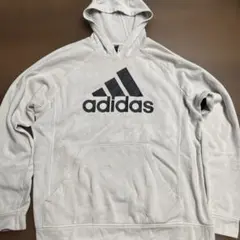 【超人気】アディダス ビッグロゴ パーカー XL ホワイト ゆるだぼ 定番