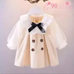 韓国子供服風セーラー襟ワンピース女の子リボンフォーマルキッズワンピ入園式発表会