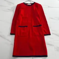 高級　クリスチャンディオール　ワンピース　ニット　バイカラー　レッド